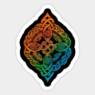 colorful Celtic knot design with interwoven patterns in a symmetrical arrangement Sticker
